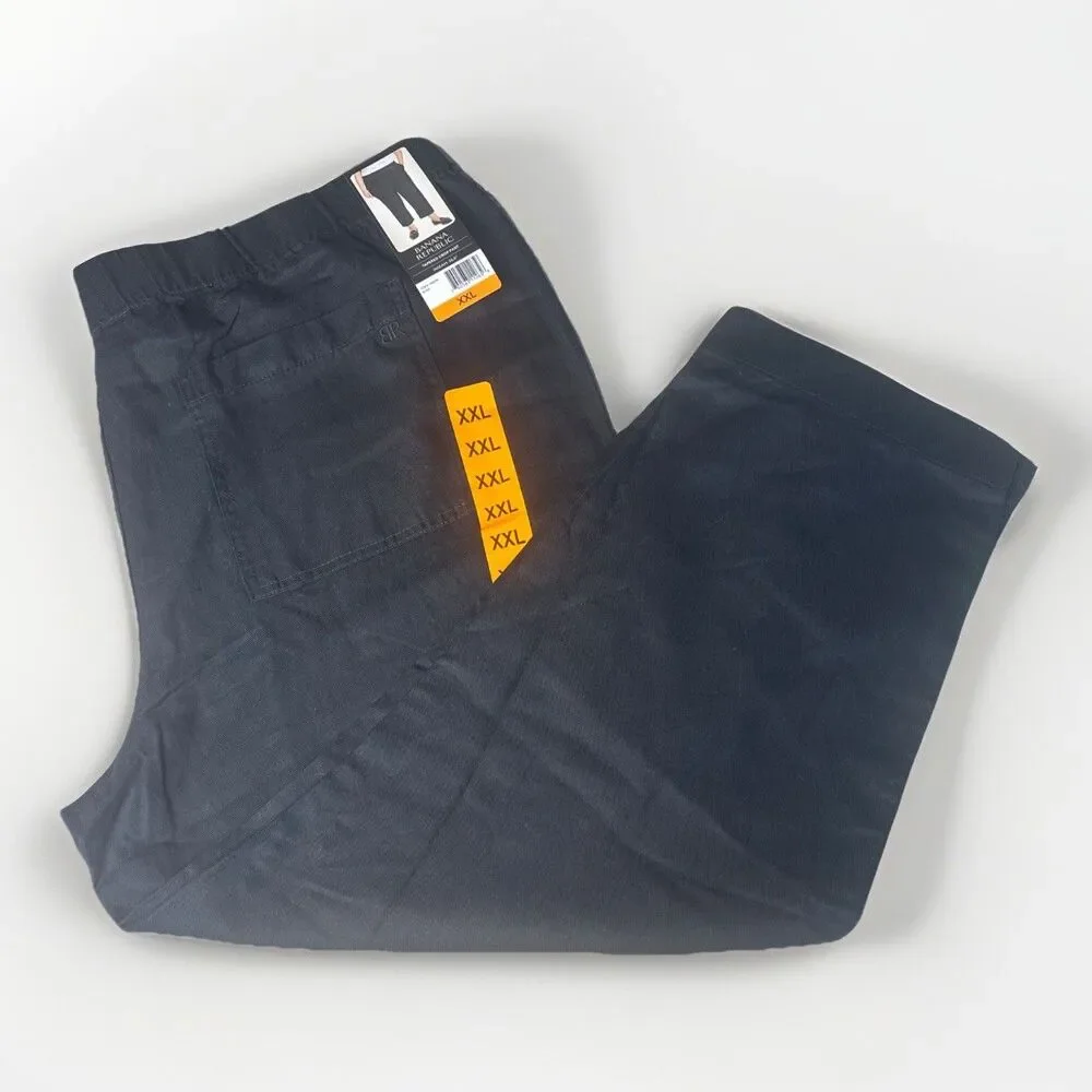 Banana Republic Linen Blend Tapered Crop Pull-On Pant - XXL - BLACK